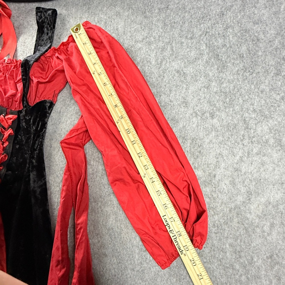 Leg Avenue Vixen Pirate Wench Costume Red Black Velvet Dress Small Hat Set - Picture 10 of 14